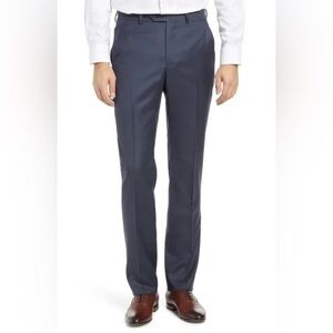 Santorelli Luxury Serge Romeo Flat Front Pants - Italy - Mens Size 48 Navy Blue